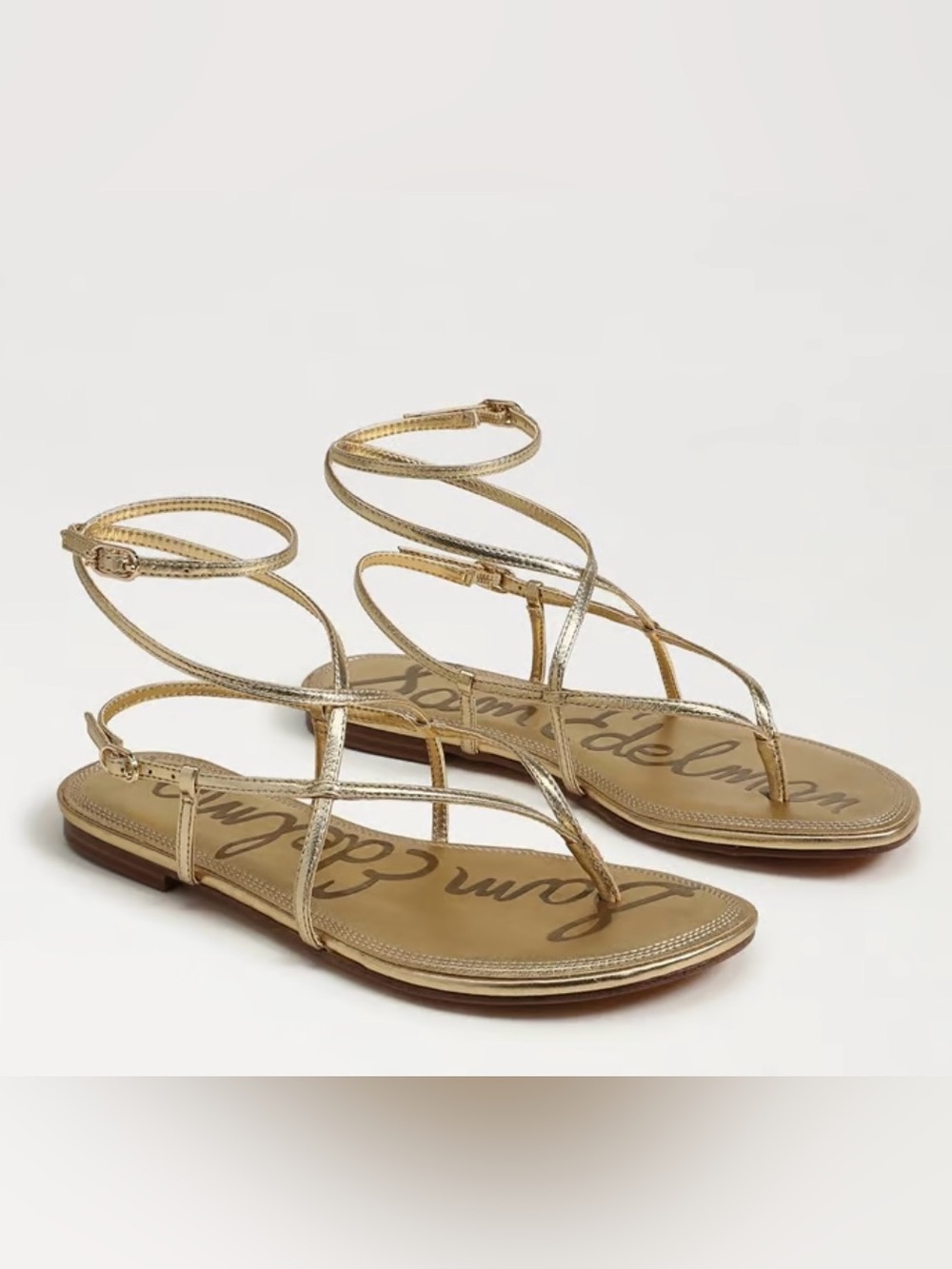 Sam Edelman Clarra Strappy Sandals Amber Gold Leather Size 10.5